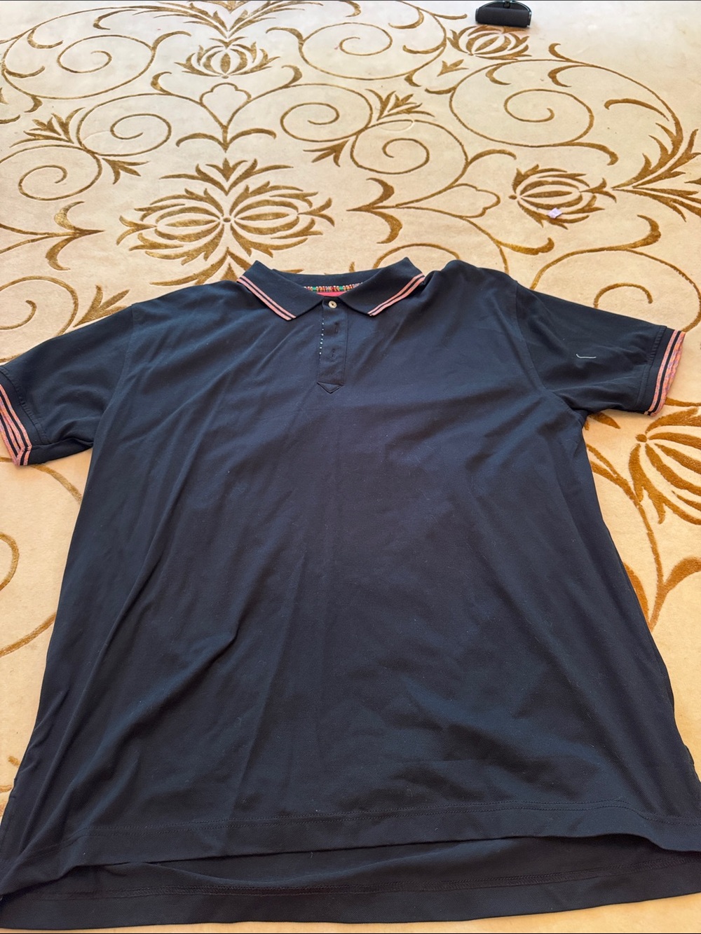 Lacoste Navy Polo with Pink-Trim Collar